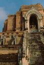 Heres another of the ancient (and crumbling) temples in Chang Mai.  A new Buddha image can just be seen tucked away in the niche up top.